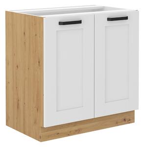 Dolná kuchynská skrinka Lula 80 D 2F BB - biela / dub artisan