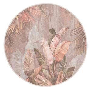 Svetloružový prateľný okrúhly koberec ø 150 cm Dusty Leaves – Mila Home