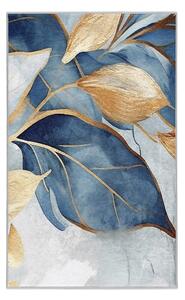 Prateľný koberec v modrej a zlatej farbe 120x180 cm Golden Leaves – Mila Home