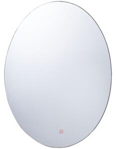 Nástenné zrkadlo s LED svetlom strieborné oválne 60 x 80 cm obdĺžnikové so systémom proti zahmlievaniu