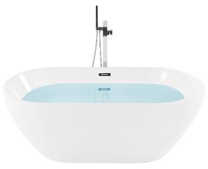 Voľne stojaca vaňa biela akrylát 150 x 75 cm oválny tvar elegantný moderný štýl kúpeľňa