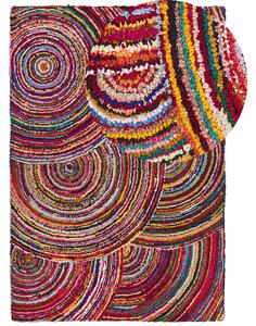 Koberec viacfarebný bavlnený 160 x 230 cm tkaný boho abstraktný ručne vyrobený koberec