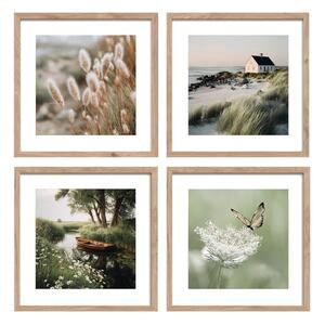 Tlačené obrazy v súprave 4 ks s rámom 30x30 cm Subtle Nature – Styler