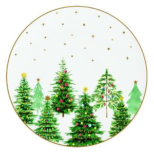 Vianočné dezertné taniere Festive Trees, set 4 ks, priemer 19 cm