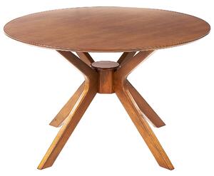 Jedálenský stôl tmavý mahagón MDF kaučukové drevo ø 120 cm okrúhly retro dizajn obývacia izba jedáleň