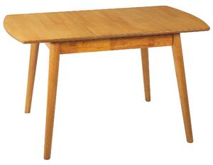 Jedálenský stôl svetlohnedá kaučukové drevo 100/130 x 80 cm rozkladací drevené nohy obdĺžnikový retro dizajn