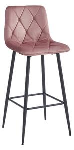 Tmavoružová barová stolička NADO VELVET s čiernymi nohami