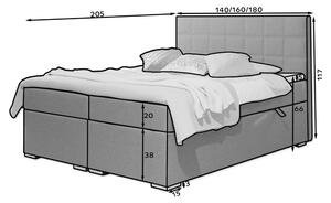 Posteľ s matracom a topperom ROSIE sivá, 160x200 cm