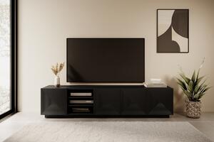 TV skrinka Asha 200 cm s otvorenou policou - čierny mat