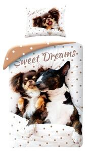 Bavlnené posteľné obliečky psíkovia Papillon a Bulteriér - 100% bavlna - 70 x 90 cm + 140 x 200 cm