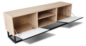 TV stolík Loftia Mini 160 cm na kovovom podstavci - dub artisan / čierny mat