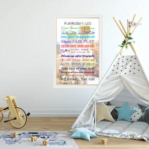 INSPIO-textilná prelepiteľná nálepka - Samolepiaca tapeta na stenu - Playroom rules, kocky
