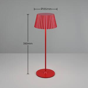 Suarez LED dobíjacia stolová lampa, červená, výška 39 cm, kov, stmievateľná