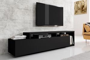 TV stolík Bota 40 s otvorenými policami 219 cm - čierny supermat