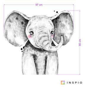 INSPIO-textilná prelepiteľná nálepka - Nálepka - Veľký slon v čiernobielej