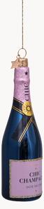 Ručne fúkaná vianočná ozdoba Luxury Pink Bottle with Champagne