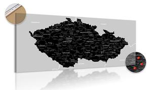 Obraz na korku moderná čierno-šedá mapa Česka