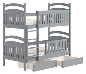 Poschodová posteľ Amely so zásuvkami - 90x200 cm - šedá