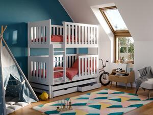 Detská poschodová posteľ s prístelkou Emilka 90 x 190 cm - šedá