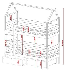 Domčeková poschodová posteľ Alex 90 x 200 cm - prírodná borovica