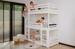 Trojposchodová posteľ pre deti Ted 90 x 200 cm - biela