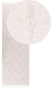 Koberec béžový bavlnený 80 x 230 cm s geometrickým vzorom všívaný minimalistický obývacia izba spálňa