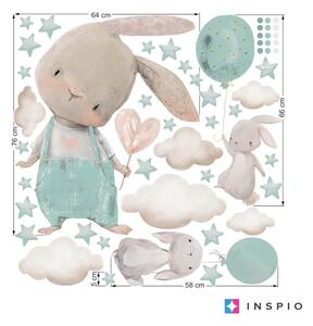 Nálepka nad postieľku - Zajačiky s hviezdami a balónmi