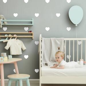 Srdiečka v bielom prevedení - nálepky na stenu do detskej izby