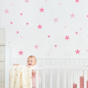 Ružové hviezdičky - nálepky na stenu pre dievča