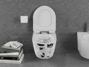 Mexen Lena, závesná WC misa 48x36 cm, Rimless so sedátkom pomaly-padajúcim, vzor-gazeta, 30224099