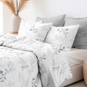 Goldea saténové posteľné obliečky deluxe - svetlo sivé lúčne kvietky 140 x 200 a 70 x 90 cm