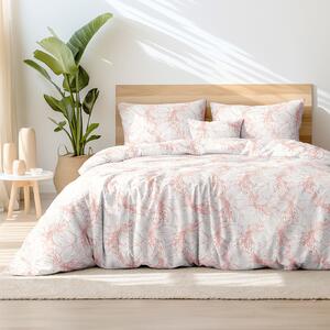 Goldea saténové posteľné obliečky deluxe - ľalie na bielom 140 x 220 a 70 x 90 cm