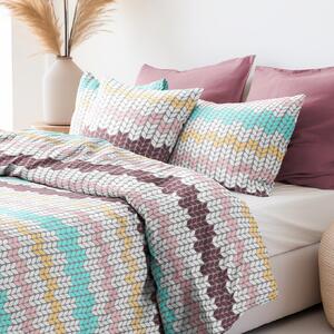 Goldea saténové posteľné obliečky deluxe - farebné pastelové lístky 240 x 200 a 2ks 70 x 90 cm