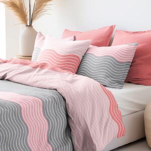 Goldea saténové posteľné obliečky deluxe - ružové vlnky 140 x 200 a 70 x 90 cm