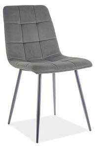 Sivá zamatová jedálenská stolička MILA MATT s čiernymi nohami