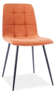 Oranžová menčestrová jedálenská stolička MILA s čiernymi nohami