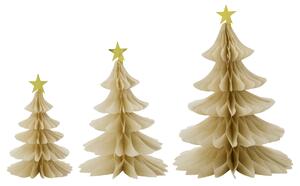 Vianočná papierová dekorácia Tree Ivory – set 3 ks