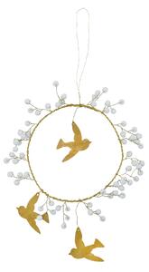 Vianočná dekorácia Bird White Brass