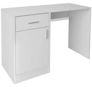 Stôl so zásuvkou a skrinkou, biely, 100x40x73 cm