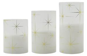 Sklenená LED sviečka Star White – set 3 ks