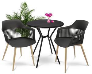 Dekorstudio Balkónové sedenie CORNIDO čierno-béžové - 2x stolička + 1x stôl