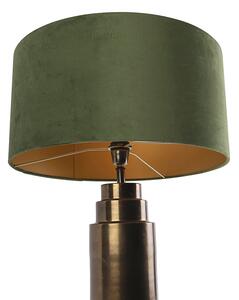 Stolná lampa v štýle art deco bronzový zamatový odtieň zelený so zlatom 50cm - Bruut