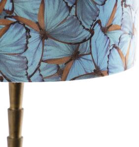 Stolová lampa v štýle art deco bronzový zamatový odtieň motýľový dizajn 35 cm - Pisos