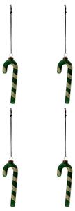 Sklenená vianočná ozdoba Stick Green – set 4 ks