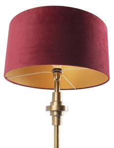 Stolná lampa Art Deco bronzový zamatový odtieň červená 50 cm - Diverso