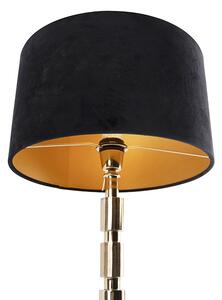 Stolová lampa v štýle art deco zlatá so zamatovým odtieňom čierna 35 cm - Torre