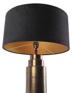 Stolná lampa v štýle art deco bronzový zamatový odtieň čierna so zlatom 50cm - Bruut