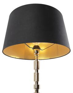Stolová lampa v štýle art deco zlatá s bavlneným tienidlom čierna 45 cm - Torre