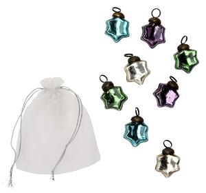 Sklenená vianočná ozdoba Christmas Stars – set 8 ks