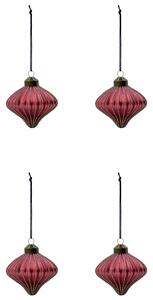 Sklenená vianočná ozdoba Spin Dusty Red – set 4 ks